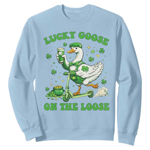 Funny Irish Goose Lover Sweatshirt Lucky Goose On The Loose TS12 Light Blue Print Your Wear
