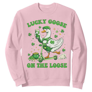 Funny Irish Goose Lover Sweatshirt Lucky Goose On The Loose TS12 Light Pink Print Your Wear