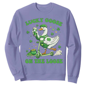 Funny Irish Goose Lover Sweatshirt Lucky Goose On The Loose TS12 Violet Print Your Wear