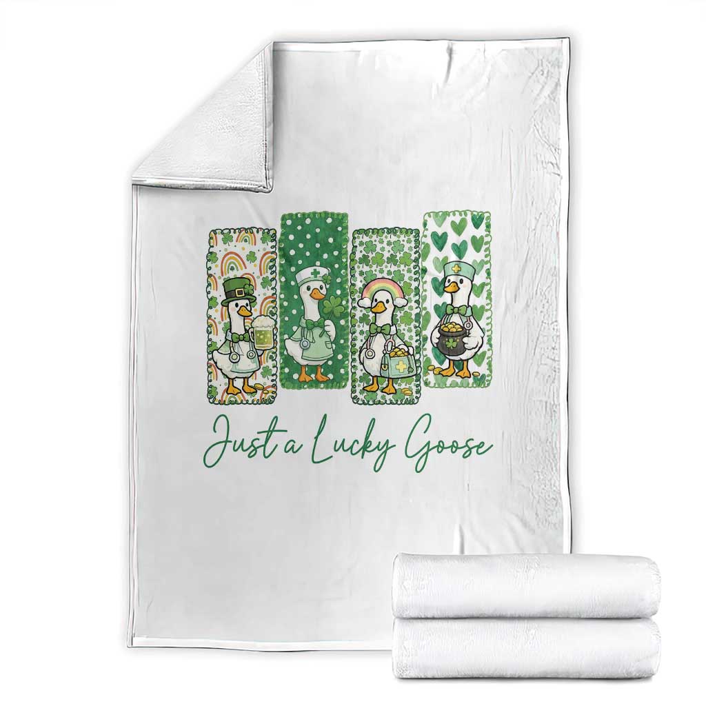 Just A Lucky Goose Nurse Throw Blanket St Patricks Day Gift TS12 White Print Your Wear