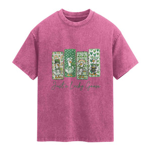 Just A Lucky Goose Nurse Washed Cotton T-Shirt St Patricks Day Gift