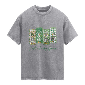 Just A Lucky Goose Nurse Washed Cotton T-Shirt St Patricks Day Gift