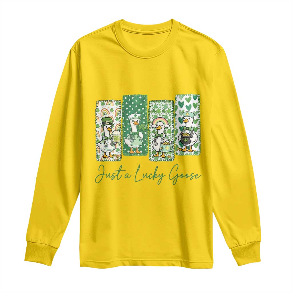 Just A Lucky Goose Nurse Long Sleeve Shirt St Patricks Day Gift TS12 Daisy Print Your Wear
