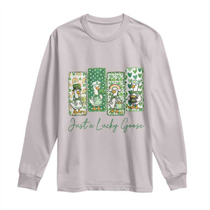Just A Lucky Goose Nurse Long Sleeve Shirt St Patricks Day Gift TS12 Ice Gray Print Your Wear