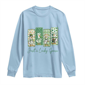 Just A Lucky Goose Nurse Long Sleeve Shirt St Patricks Day Gift TS12 Light Blue Print Your Wear
