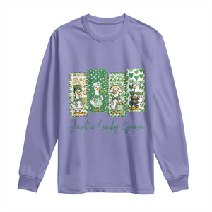 Just A Lucky Goose Nurse Long Sleeve Shirt St Patricks Day Gift TS12 Violet Print Your Wear