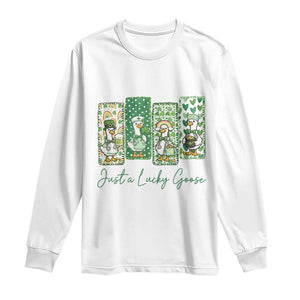 Just A Lucky Goose Nurse Long Sleeve Shirt St Patricks Day Gift TS12 White Print Your Wear