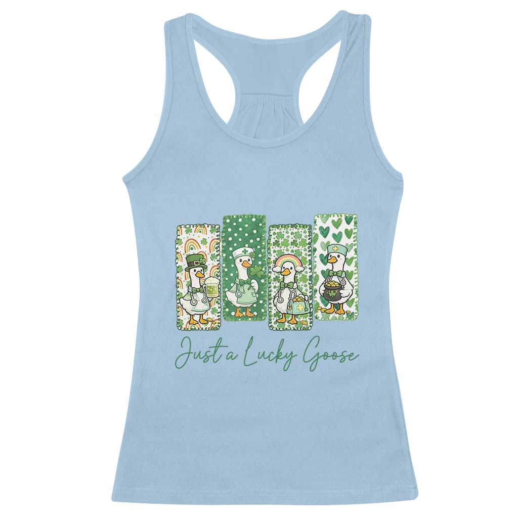 Just A Lucky Goose Nurse Racerback Tank Top St Patricks Day Gift TS12 Light Blue Print Your Wear