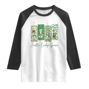 Just A Lucky Goose Nurse Raglan Shirt St Patricks Day Gift TS12 White Black Print Your Wear