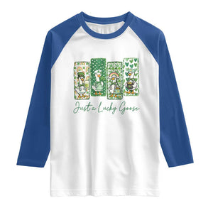 Just A Lucky Goose Nurse Raglan Shirt St Patricks Day Gift TS12 White Royal Print Your Wear