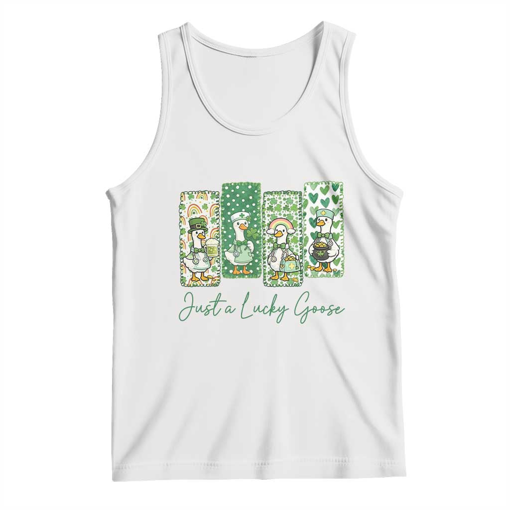 Just A Lucky Goose Nurse Tank Top St Patricks Day Gift TS12 White Print Your Wear
