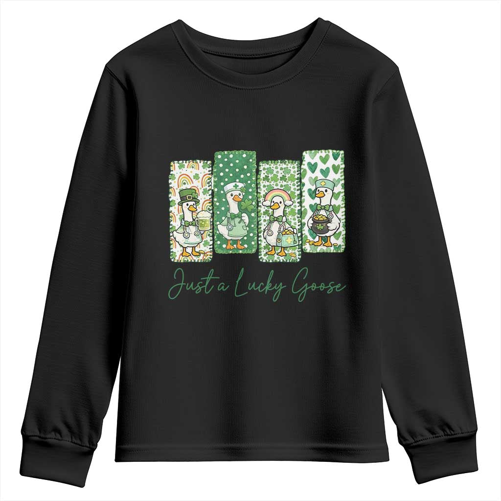 Just A Lucky Goose Nurse Youth Sweatshirt St Patricks Day Gift TS12 Black Print Your Wear