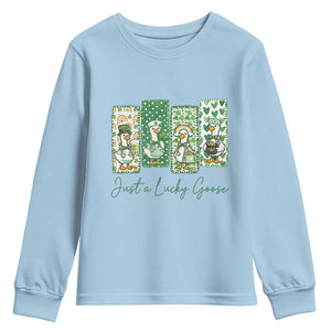 Just A Lucky Goose Nurse Youth Sweatshirt St Patricks Day Gift TS12 Light Blue Print Your Wear