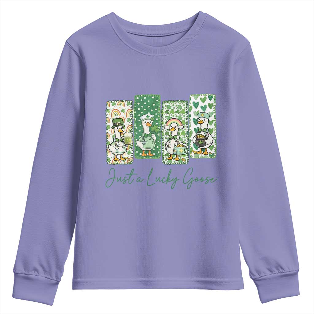 Just A Lucky Goose Nurse Youth Sweatshirt St Patricks Day Gift TS12 Violet Print Your Wear