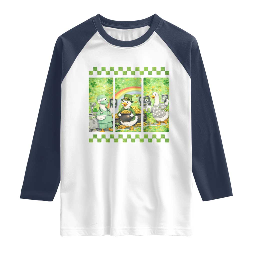 Funny Goose Radiologic Technologist Raglan Shirt St Patricks Day Gift TS12 White Navy Print Your Wear