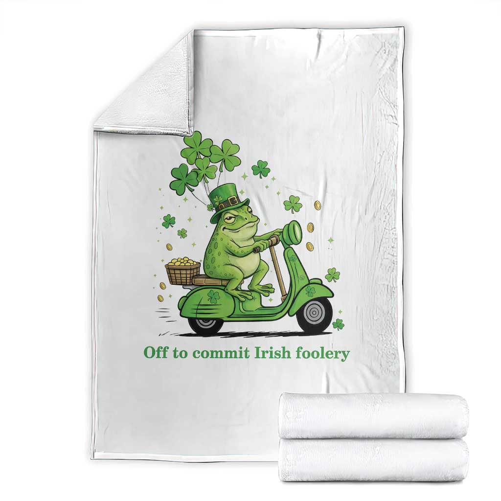 Funny Irish Frog Off To Commit Foolery Throw Blanket St Patricks Day Gift TS12 White Print Your Wear