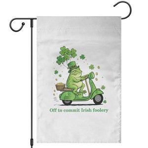 Funny Irish Frog Off To Commit Foolery Garden Flag St Patricks Day Gift TS12 White Print Your Wear
