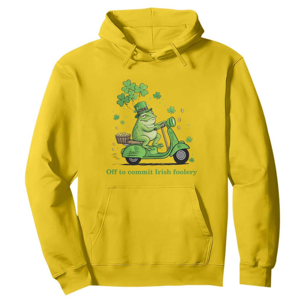 Funny Irish Frog Off To Commit Foolery Hoodie St Patricks Day Gift TS12 Daisy Print Your Wear