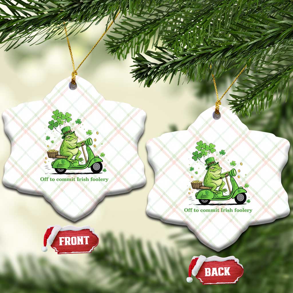 Funny Irish Frog Off To Commit Foolery Ceramic Ornament St Patricks Day Gift TS12 Print Your Wear