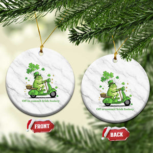 Funny Irish Frog Off To Commit Foolery Ceramic Ornament St Patricks Day Gift TS12 1pc White Marble Print Your Wear