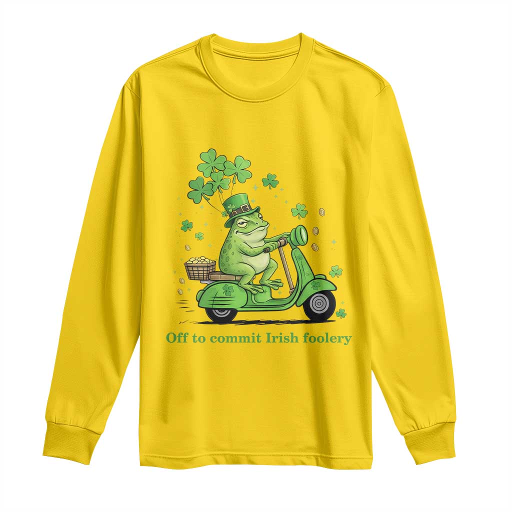 Funny Irish Frog Off To Commit Foolery Long Sleeve Shirt St Patricks Day Gift TS12 Daisy Print Your Wear