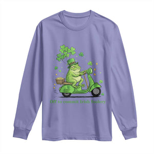 Funny Irish Frog Off To Commit Foolery Long Sleeve Shirt St Patricks Day Gift TS12 Violet Print Your Wear