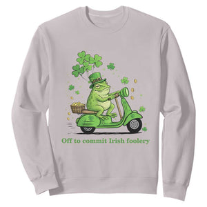 Funny Irish Frog Off To Commit Foolery Sweatshirt St Patricks Day Gift TS12 Ice Gray Print Your Wear