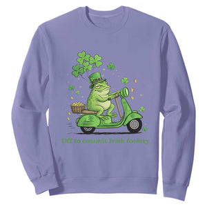Funny Irish Frog Off To Commit Foolery Sweatshirt St Patricks Day Gift TS12 Violet Print Your Wear