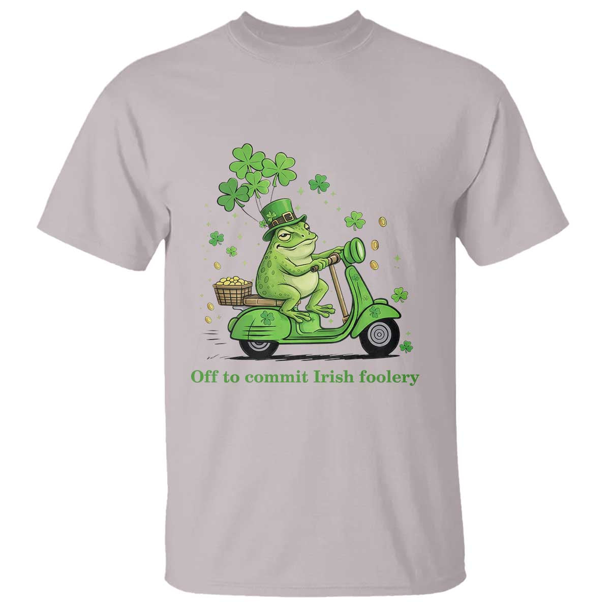 Funny Irish Frog Off To Commit Foolery T Shirt St Patricks Day Gift TS12 Ice Gray Print Your Wear