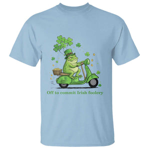 Funny Irish Frog Off To Commit Foolery T Shirt St Patricks Day Gift TS12 Light Blue Print Your Wear