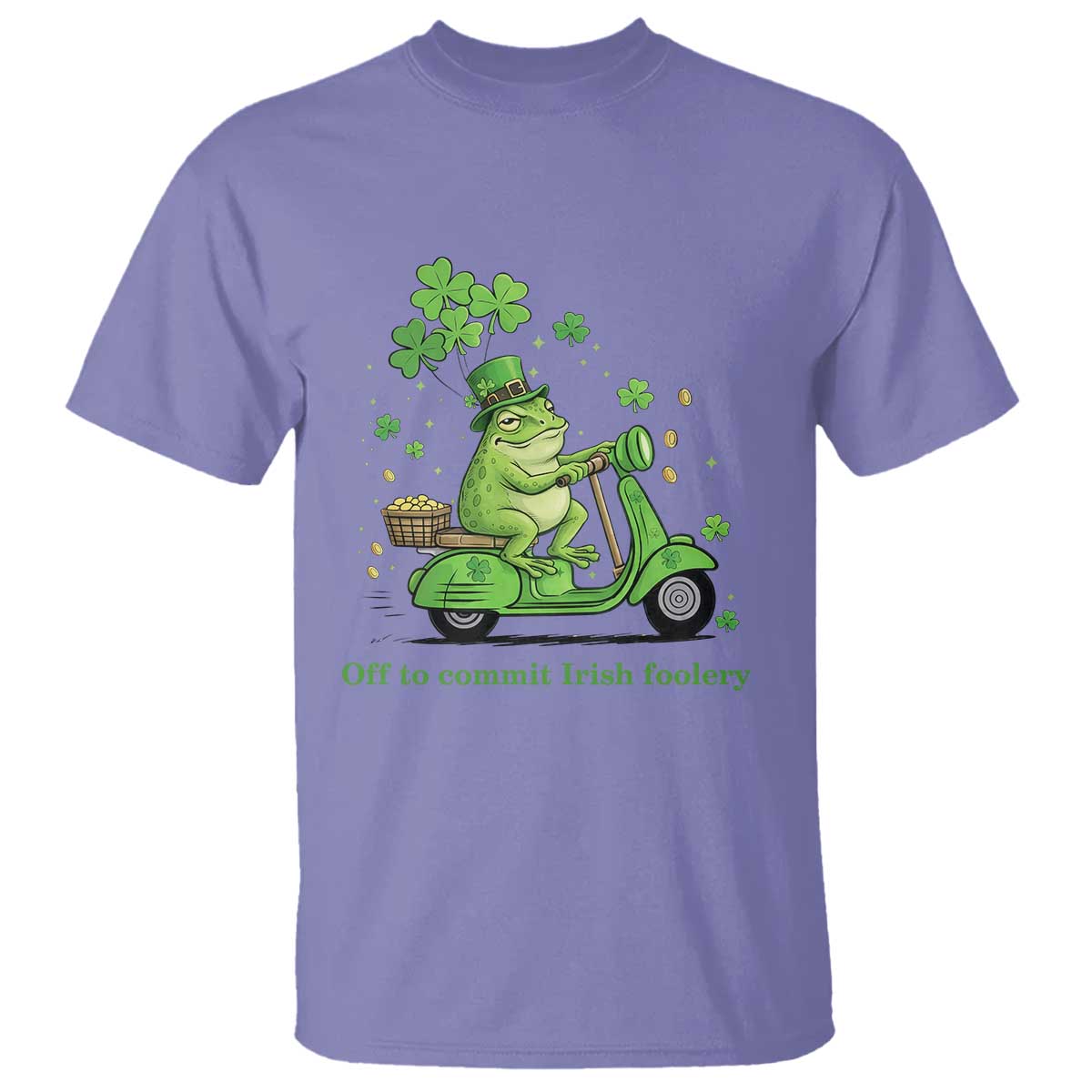 Funny Irish Frog Off To Commit Foolery T Shirt St Patricks Day Gift TS12 Violet Print Your Wear