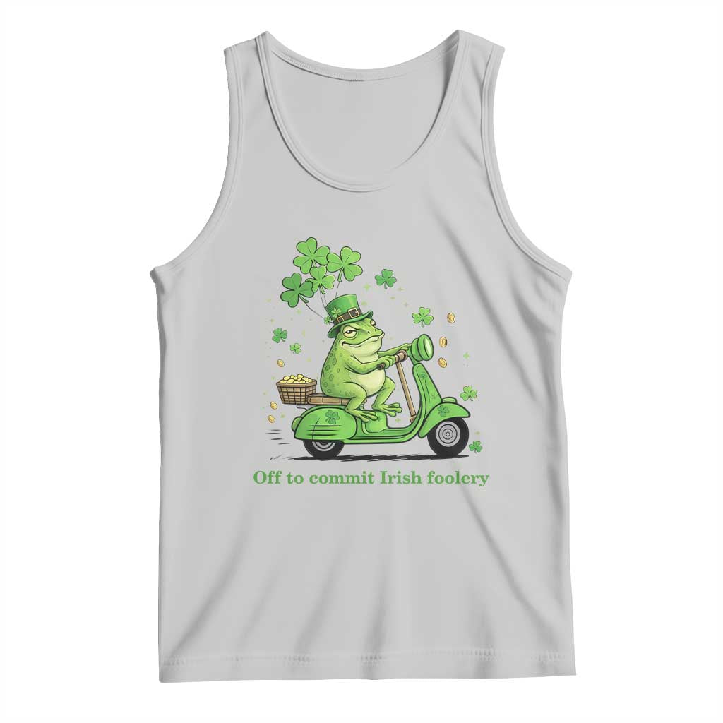 Funny Irish Frog Off To Commit Foolery Tank Top St Patricks Day Gift TS12 Ash Print Your Wear