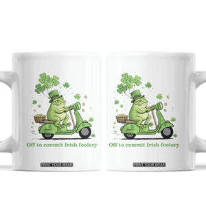 Funny Irish Frog Off To Commit Foolery Coffee Mug St Patricks Day Gift TS12 White Print Your Wear