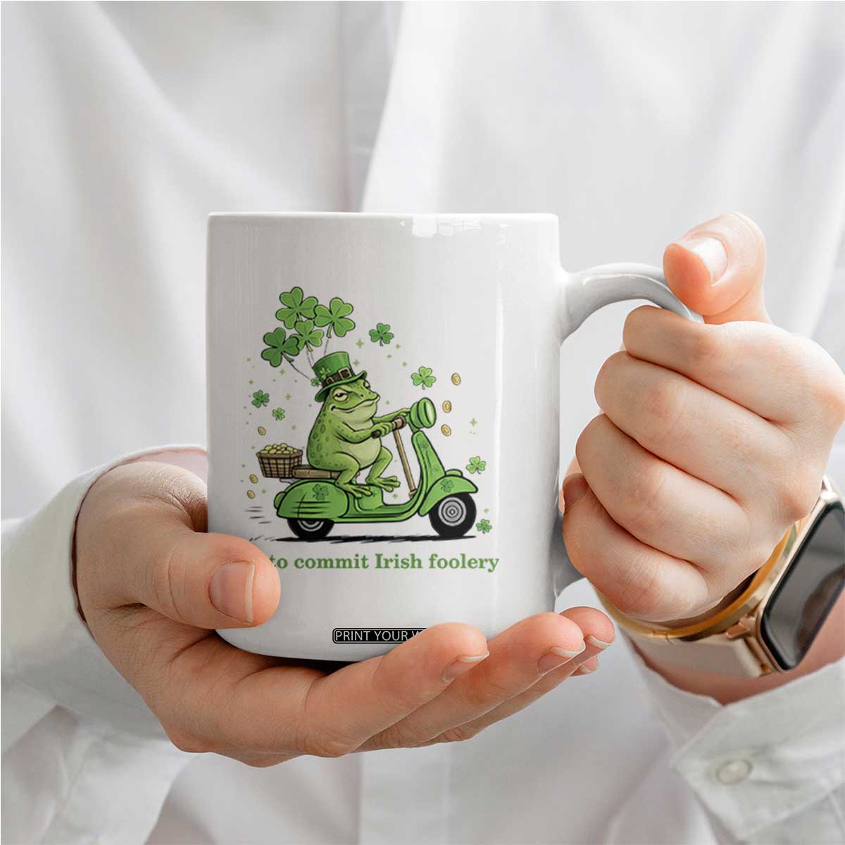 Funny Irish Frog Off To Commit Foolery Coffee Mug St Patricks Day Gift TS12 Print Your Wear