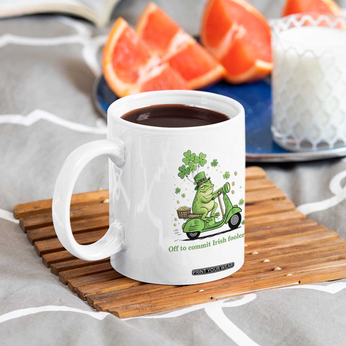 Funny Irish Frog Off To Commit Foolery Coffee Mug St Patricks Day Gift TS12 Print Your Wear