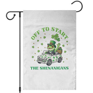 Off To Start The Shenanigans Garden Flag St Patricks Day Frog TS12 White Print Your Wear