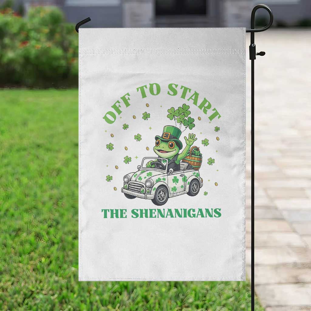 Off To Start The Shenanigans Garden Flag St Patricks Day Frog TS12 Print Your Wear