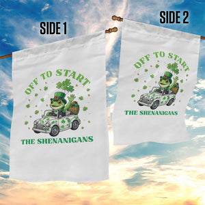 Off To Start The Shenanigans Garden Flag St Patricks Day Frog TS12 Print Your Wear