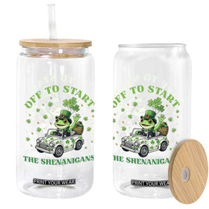 Off To Start The Shenanigans Glass Can St Patricks Day Frog TS12 Print Your Wear