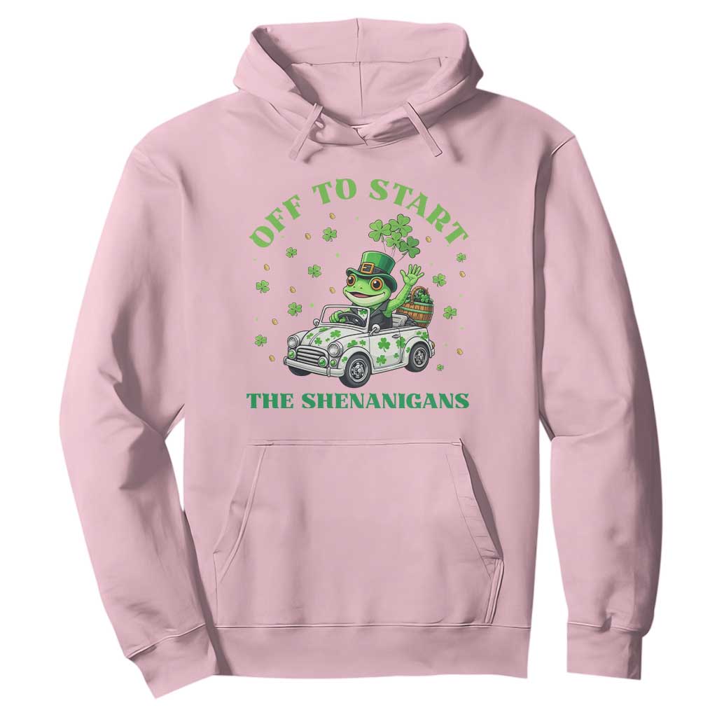 Off To Start The Shenanigans Hoodie St Patricks Day Frog TS12 Light Pink Print Your Wear