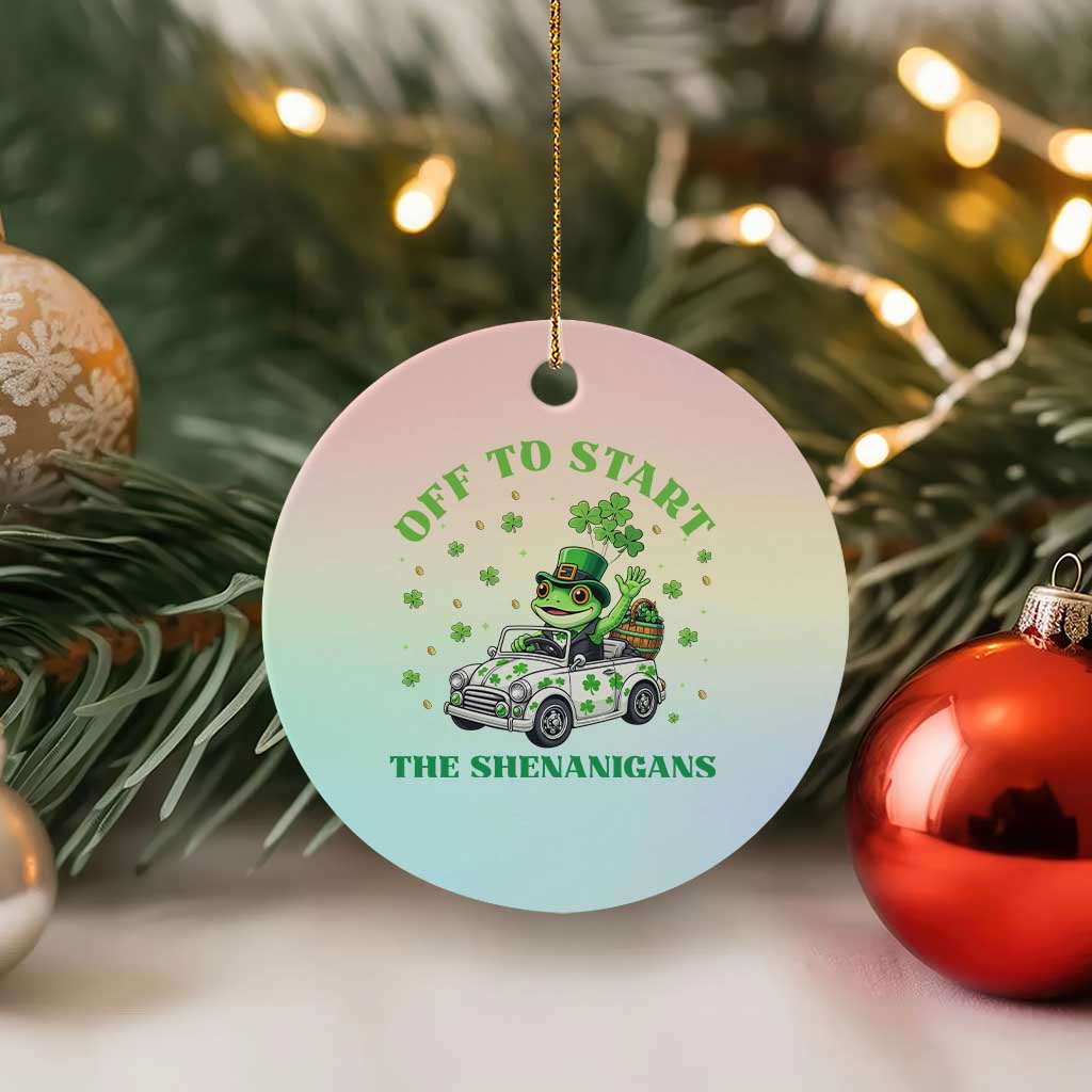 Off To Start The Shenanigans Ceramic Ornament St Patricks Day Frog TS12 1pc Pastel Print Your Wear