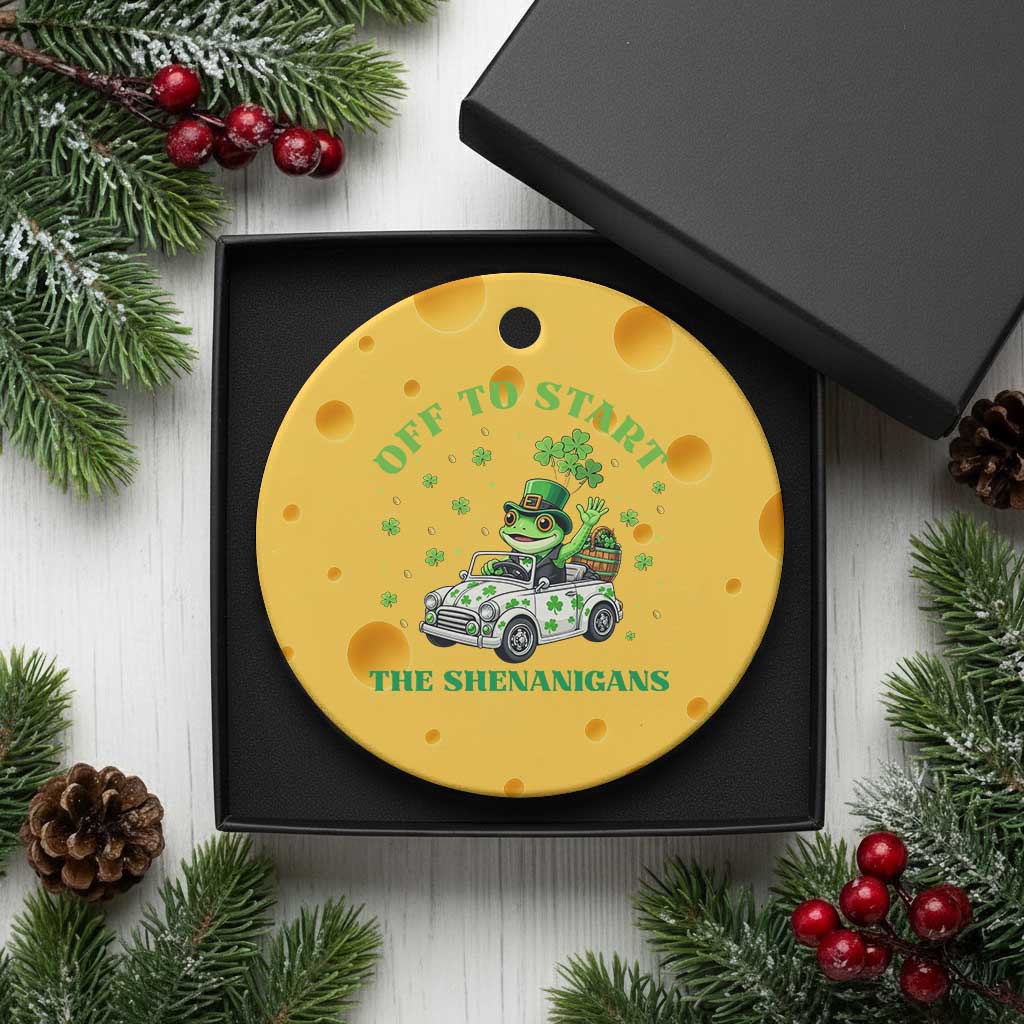 Off To Start The Shenanigans Ceramic Ornament St Patricks Day Frog TS12 1pc Yellow Cheese Print Your Wear