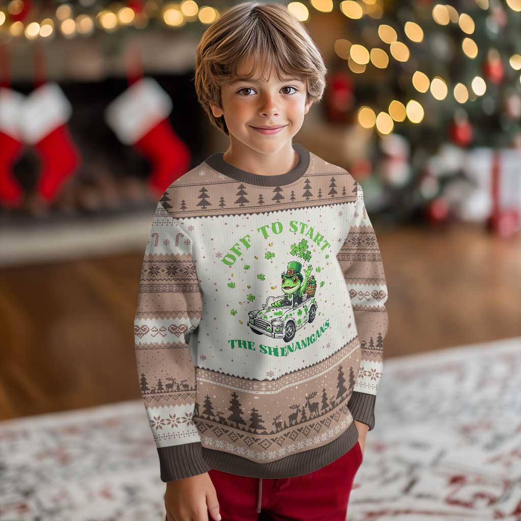 Off To Start The Shenanigans Ugly Christmas Sweater St Patricks Day Frog TS12 Mocha Mousse Print Your Wear