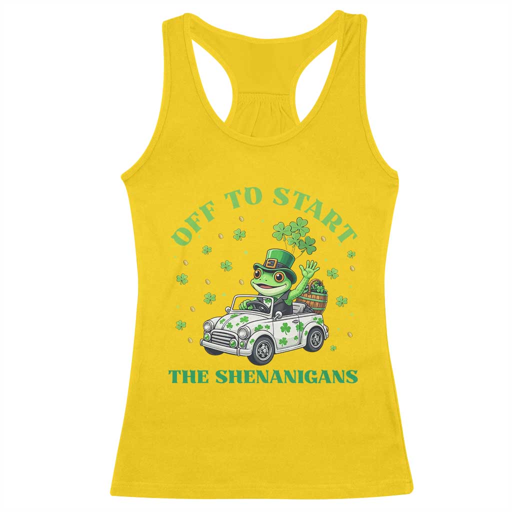 Off To Start The Shenanigans Racerback Tank Top St Patricks Day Frog TS12 Daisy Print Your Wear
