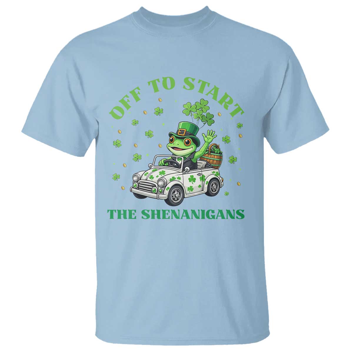 Off To Start The Shenanigans T Shirt St Patricks Day Frog TS12 Light Blue Print Your Wear