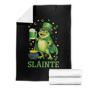 Funny Slainte Irish Frog Beer St Patricks Day Throw Blanket TS12 Black Print Your Wear