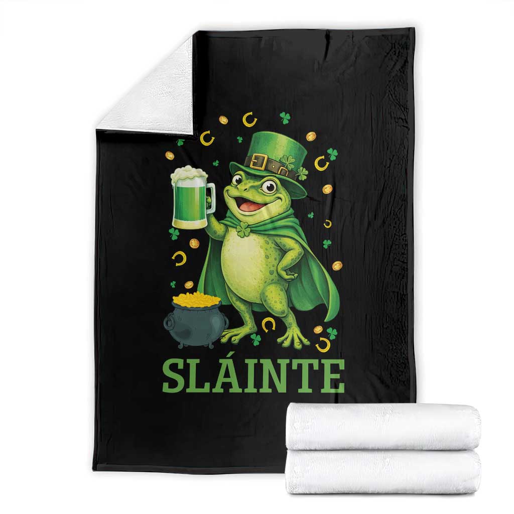 Funny Slainte Irish Frog Beer St Patricks Day Throw Blanket TS12 Black Print Your Wear