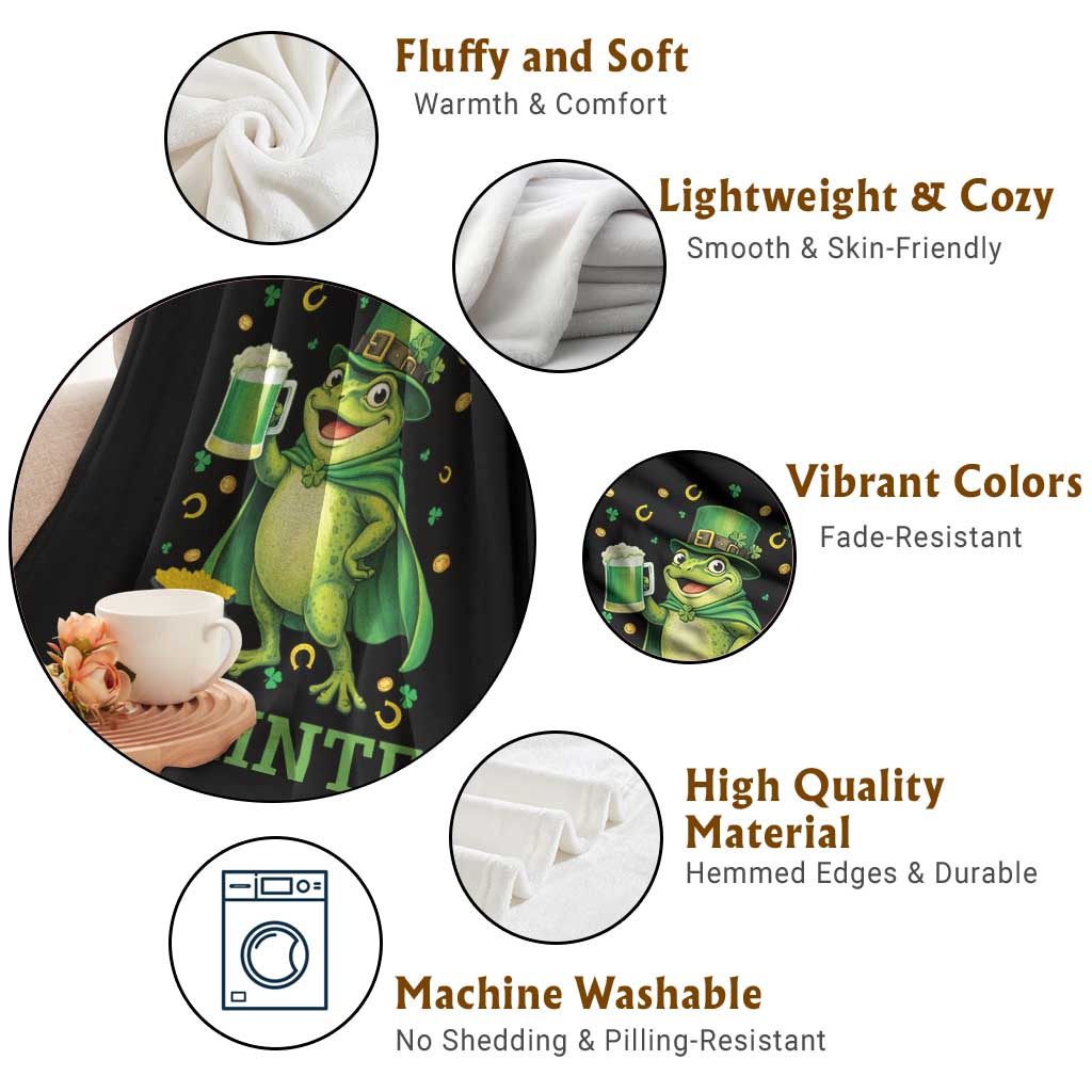 Funny Slainte Irish Frog Beer St Patricks Day Throw Blanket TS12 Print Your Wear