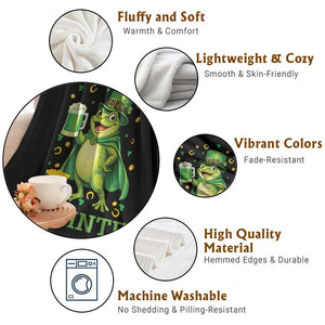 Funny Slainte Irish Frog Beer St Patricks Day Throw Blanket TS12 Print Your Wear