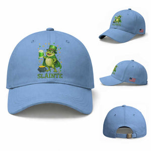 Funny Slainte Irish Frog Beer St Patricks Day Baseball Cap TS12 Baseball Cap Universal Fit Light Blue Print Your Wear
